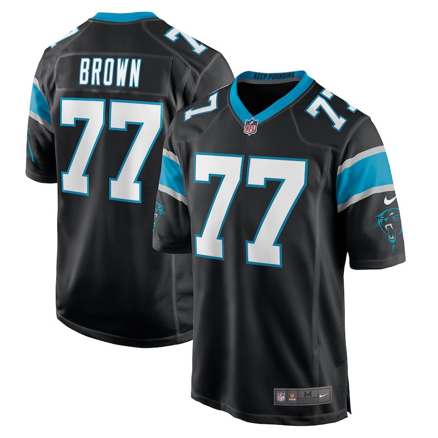 Men Carolina Panthers 77 Deonte Brown Nike Black Game Player NFL Jersey